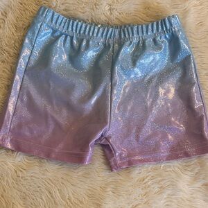 Shimmering Blue and Pink Kids Shorts *GYMNASTICS/SWIM*